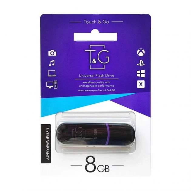 Флеш-пам'ять USB 2.0 T&G Jet 8GB пластикова з захисним ковпачком чорна - зображення 2