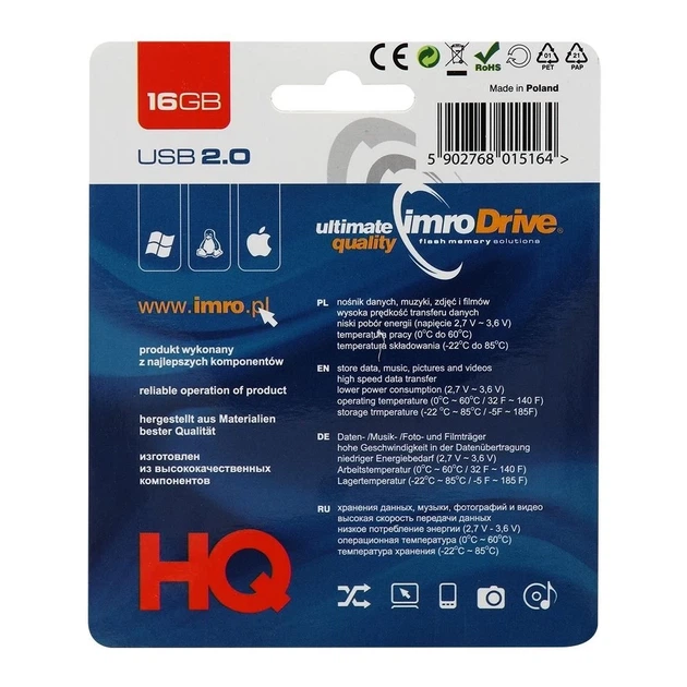 USB Flash Drive Imro 16GB USB2.0 Black (5902768015164) - Фото 2 USB Flash Drive Imro 16GB USB2.0 Black (5902768015164) - зображення 2