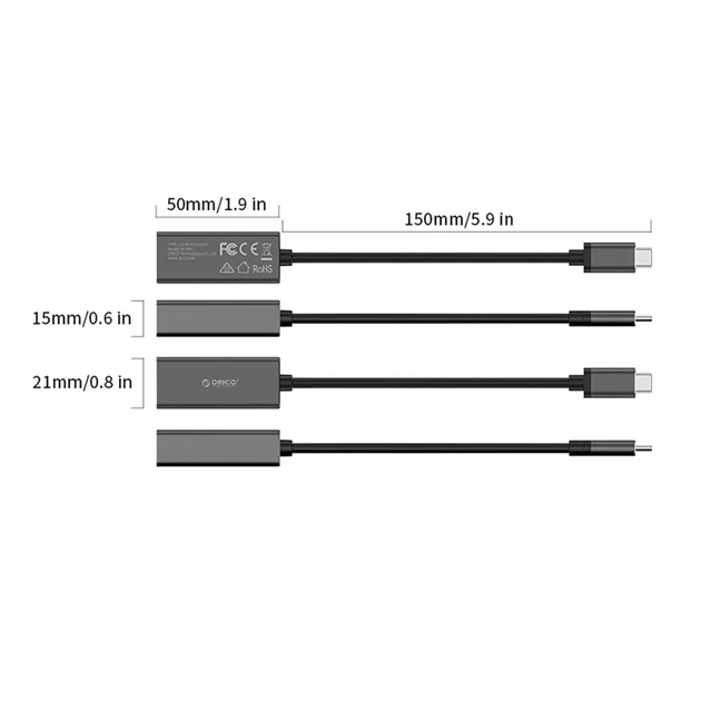 Adapter sieciowy Orico USB‑C RJ45 Gigabit 1 Gbps (6942227180629) - obraz 4