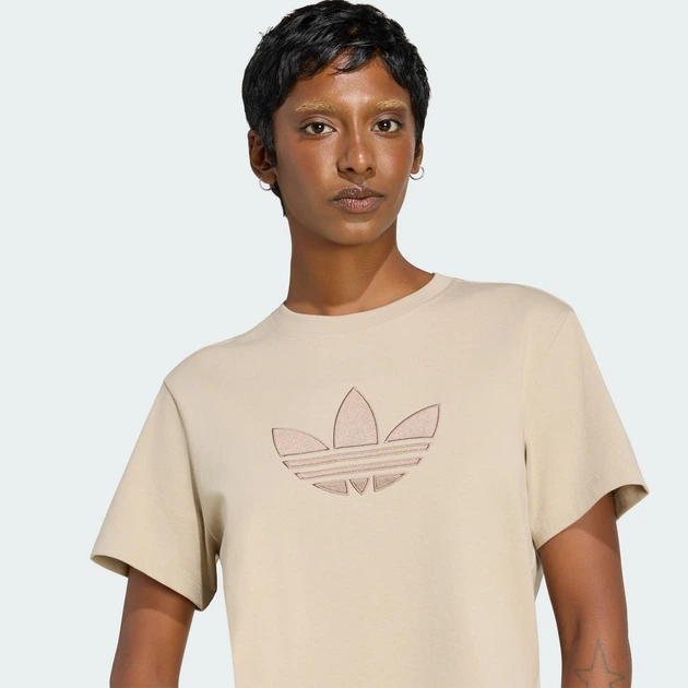 Женская футболка TREFOIL BOXY adidas KT0011 (M) бежевый (4069996522428) - изображение 4