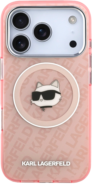 Etui plecki Karl Lagerfeld IML Choupette Head Logo MagSafe do Apple iPhone 17 Pro Max Pink (3666339499402) - obraz 3