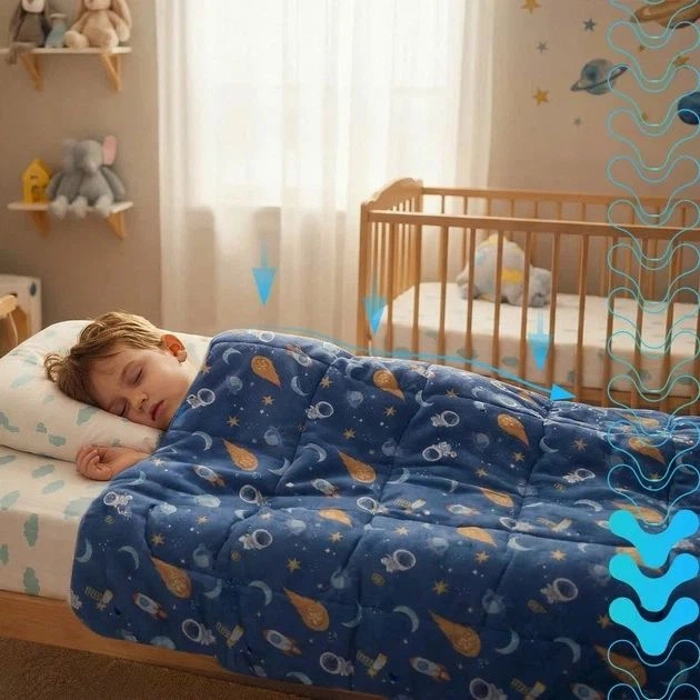 Дитяча обважнена ковдра Isomedix 26897 4 кг 150х100 см сенсорна з космічним принтом - изображение 4