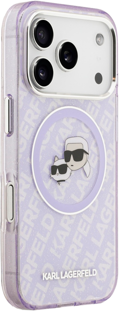 Etui na smartfon Karl Lagerfeld IML Glitter Karl & Choupette Heads Logo MagSafe do Apple iPhone 17 Pro Purple (3666339498917) - obraz 4
