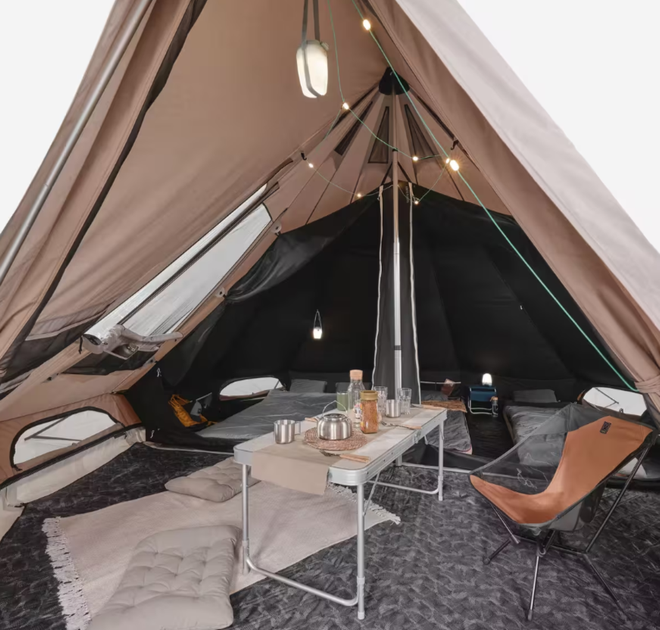 Туристичний Намет із Тамбуром QUECHUA Tepee 5.2 з Полікотону П'ятимісна Двокімнатна Водонепроникна - зображення 5