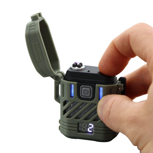 Тактична Плазмова Запальничка з Ліхтариком 220 лм JB Tacticals JB-01 Зелений USB-C Подвійна Дуга Водонепроникний - Фото 5 Тактична Плазмова Запальничка з Ліхтариком 220 лм JB Tacticals JB-01 Зелений USB-C Подвійна Дуга Водонепроникний - зображення 5