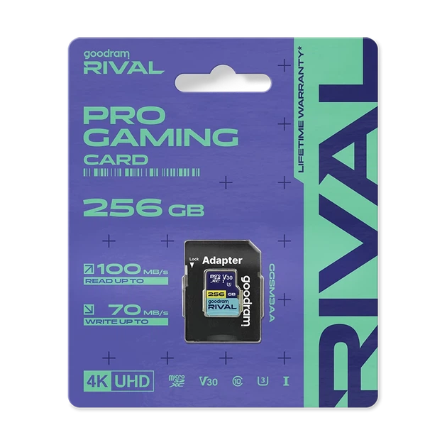 Карта памяти microSD Goodram RIVAL 256GB 100MB/s UHS-I U3 V30 с адаптером SD (TGD-GGSM3AA2560R12) - Фото 1 Карта памяти microSD Goodram RIVAL 256GB 100MB/s UHS-I U3 V30 с адаптером SD (TGD-GGSM3AA2560R12) - изображение 1
