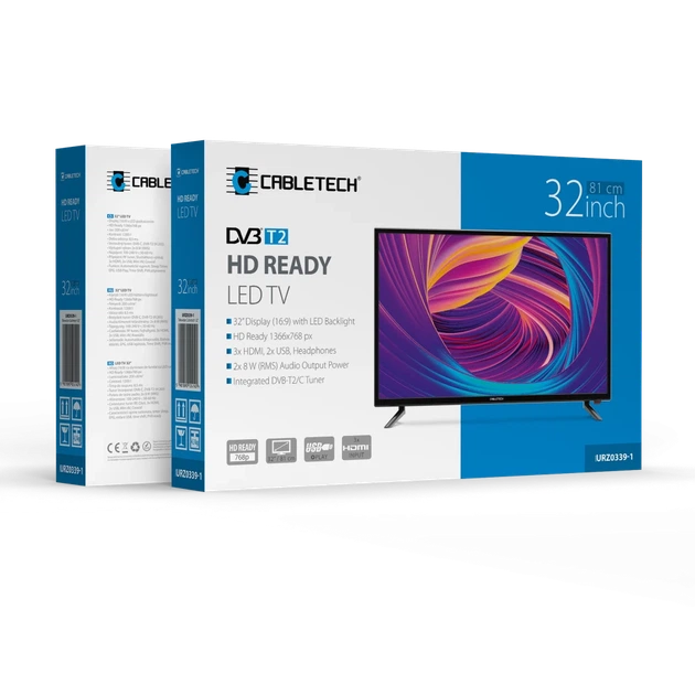 Телевизор Cabletech 32" DVB-T2 H.265 HEVC (URZ0339-1) - Фото 7 Телевизор Cabletech 32" DVB-T2 H.265 HEVC (URZ0339-1) - изображение 7