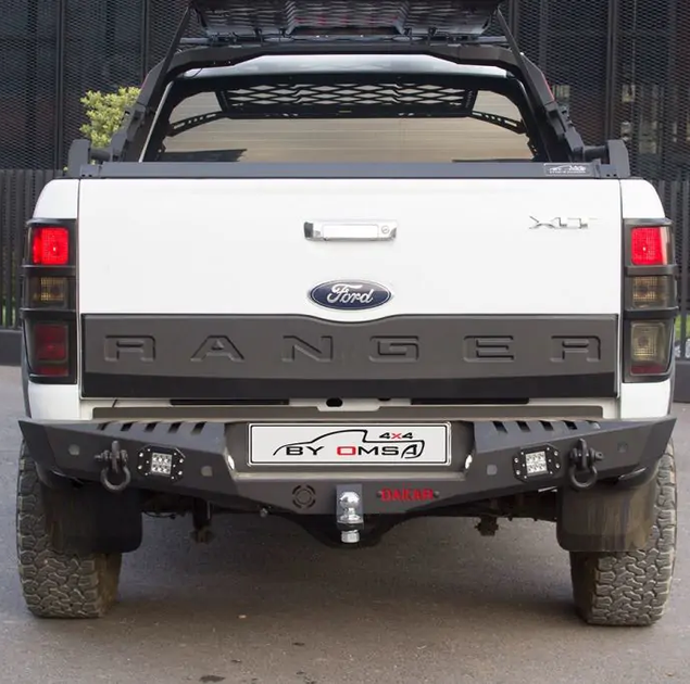 Посилений задній бампер Dakar чорний, під сенсор, з підсвіткою для Ford Ranger 2011-2022 рр. - зображення 8