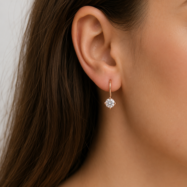 Серьги из красного золота 585 пробы с муассанитами S-0419 - изображение 4