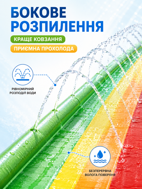 Детская водная горка дорожка для скольжения 450×76 см с распылением воды и надувным бортиком для безопасного финиша (49676149) - изображение 6