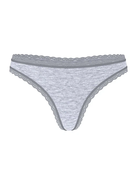 Трусики стрінги Cotton Lace-Waist Thong Victoria's Secret сірий L - Фото 3 Трусики стрінги Cotton Lace-Waist Thong Victoria's Secret сірий L - зображення 3