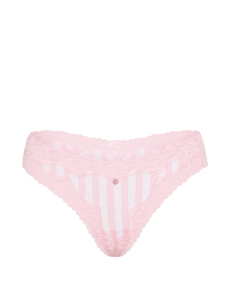 Трусики стринги Cotton Lace-Waist Thong Victoria's Secret розовый L - Фото 3 Трусики стринги Cotton Lace-Waist Thong Victoria's Secret розовый L - изображение 3