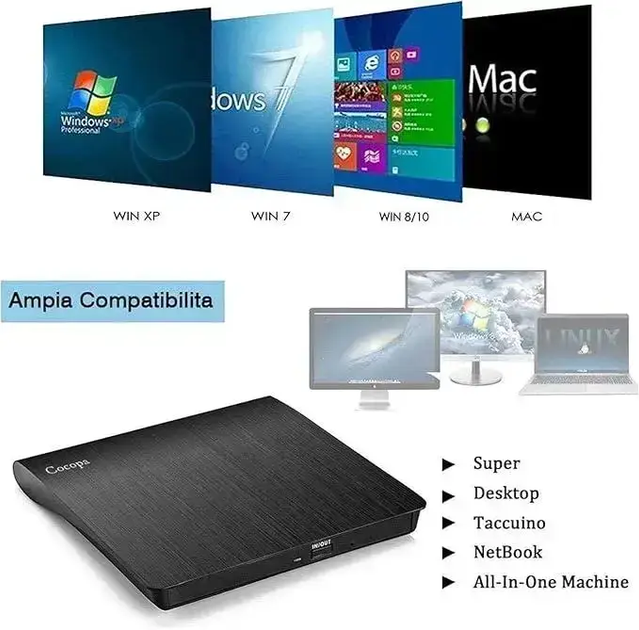 Внешний DVD-RW дисковод USB 3.0 + Type-C для ноутбука и ПК | CD/DVD привод, запись и чтение, Plug&Play - изображение 6