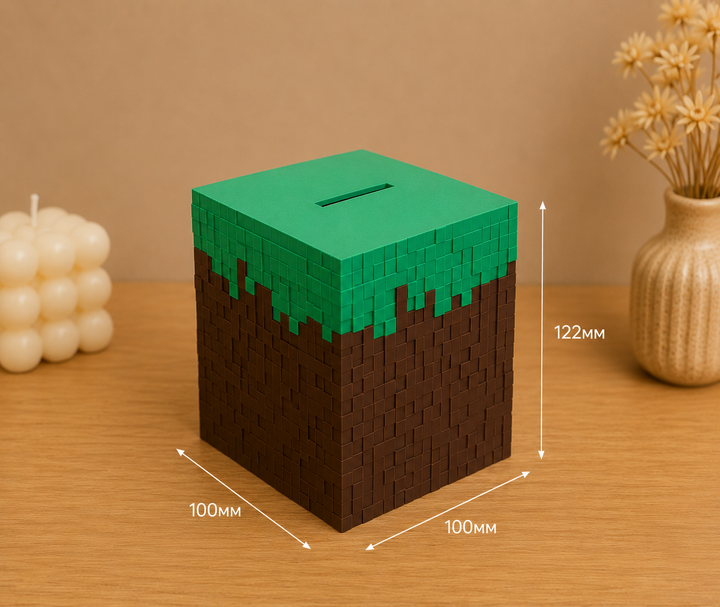 Копілка Minecraft у вигляді блоку землі, декоративна скарбничка для монет - изображение 3