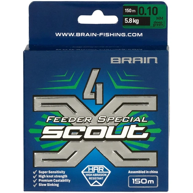 Шнур Brain Scout 4X 150m (deep green) 0.100mm 5.8kg - зображення 2