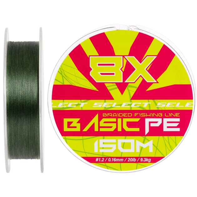 Шнур Select Basic PE 8X Green 150m #1.2/0.16mm 20lb/9.3kg - Фото 1 Шнур Select Basic PE 8X Green 150m #1.2/0.16mm 20lb/9.3kg - зображення 1