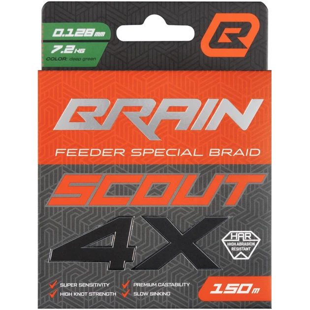 Шнур Brain Scout 4X 150m (deep green) 0.128mm 7.2kg - зображення 2