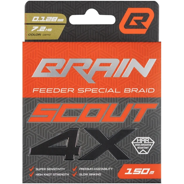 Шнур Brain Scout 4X 150m (camo) 0.128mm 7.2kg - Фото 2 Шнур Brain Scout 4X 150m (camo) 0.128mm 7.2kg - изображение 2