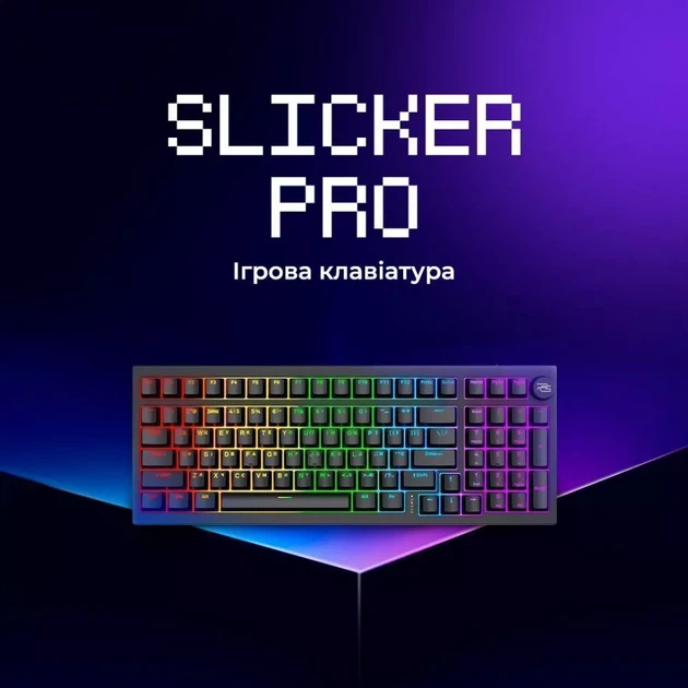 Бездротова клавіатура Proove Gaming Slicker Pro (Ukraine Layout) black-purple - Фото 4 Бездротова клавіатура Proove Gaming Slicker Pro (Ukraine Layout) black-purple - зображення 4