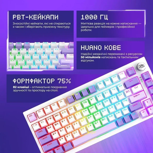 Бездротова клавіатура Proove Gaming Coupe (Ukraine Layout) black - Фото 5 Бездротова клавіатура Proove Gaming Coupe (Ukraine Layout) black - изображение 5