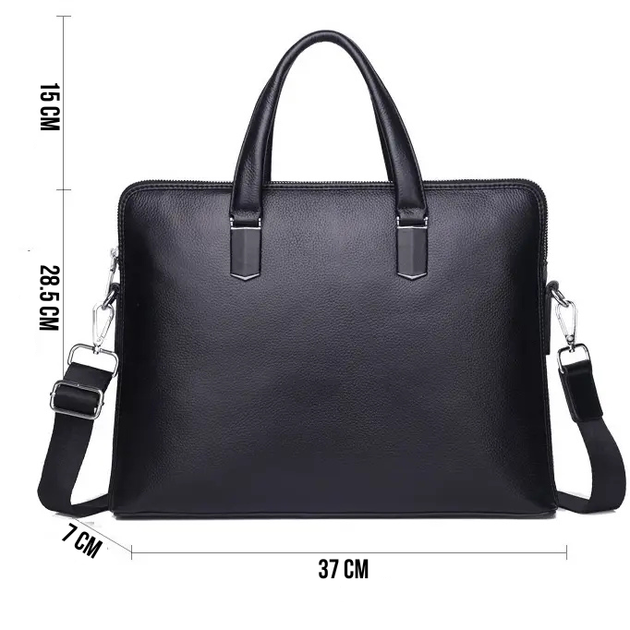 Кожаная мужская деловая сумка-портфель портфель для ноутбука черный Tiding Bag 64028 37 см - Фото 10 Кожаная мужская деловая сумка-портфель портфель для ноутбука черный Tiding Bag 64028 37 см - изображение 10