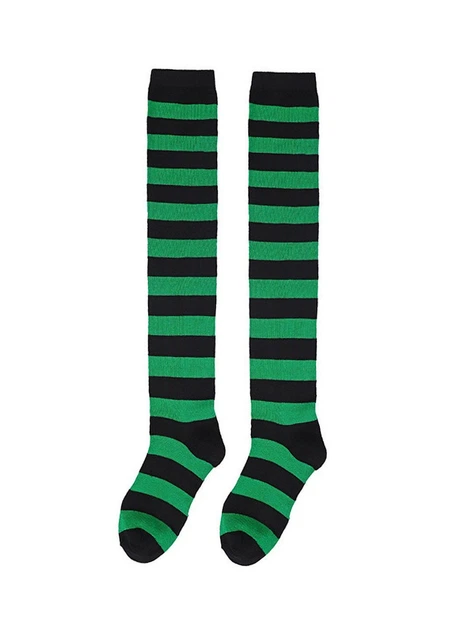 Гольфи у смужку вище колін чорно-зелені 35-41 - Фото 2 Гольфи у смужку вище колін чорно-зелені 35-41 - зображення 2