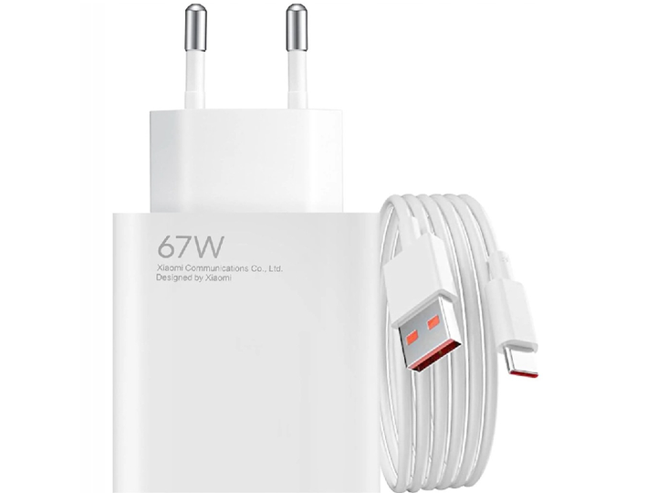 Зарядний пристрій Xiaomi 67W HyperCharge Combo (Type-A) (BHR9465EU) + кабель USB-C White - изображение 4