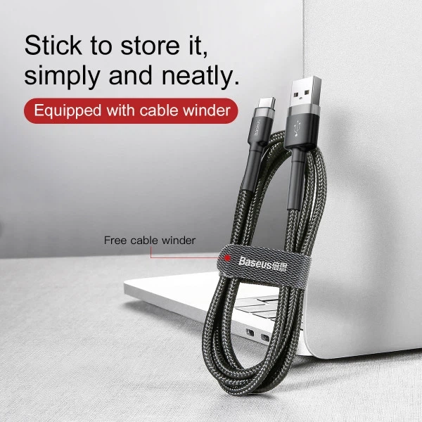Кабель для телефону Baseus Cafule (USB To Type-C) Cable 3A 1м - изображение 6