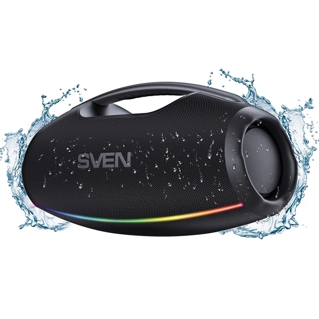 Портативная акустическая система Bluetooth 180 Вт с RGB подсветкой для пикника черный SVEN SE0762 - Фото 3 Портативная акустическая система Bluetooth 180 Вт с RGB подсветкой для пикника черный SVEN SE0762 - изображение 3