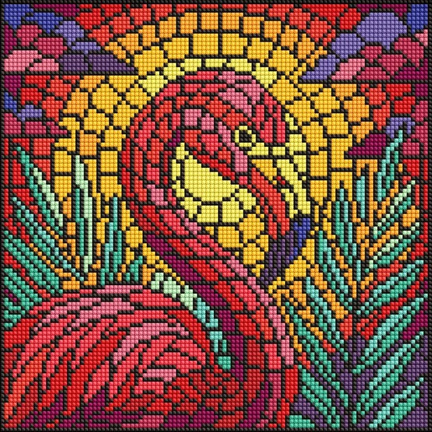 Алмазная мозаика Витраж. Фламинго ©art_selena_ua 30x30 AMO8318 Идейка - Фото 1 Алмазная мозаика Витраж. Фламинго ©art_selena_ua 30x30 AMO8318 Идейка - изображение 1