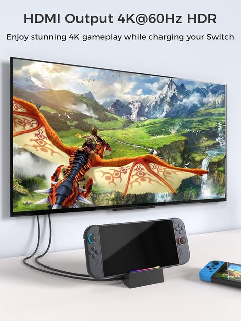 Док-станция для Switch TV для Nintendo Switch 2/1/OLED, портативная док-станция для Switch 2, дорожная база, HDMI 4K@60Hz - изображение 7