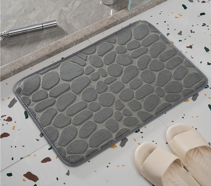 Коврик для ванной комнаты "Камни" 40x60 см ковёр для дома с 3d эффектом мягкий рельефный серый - Фото 4 Коврик для ванной комнаты "Камни" 40x60 см ковёр для дома с 3d эффектом мягкий рельефный серый - изображение 4