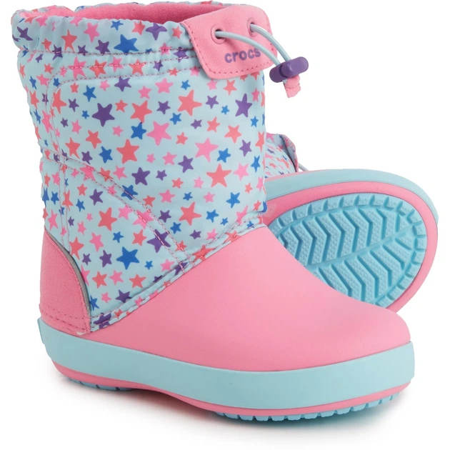 Дитячі крокси чоботи для дівчинки Crocs Crocband LodgePoint Graphic Winter Boot Blue/Pink (33-34, блакитні) - Фото 3 Дитячі крокси чоботи для дівчинки Crocs Crocband LodgePoint Graphic Winter Boot Blue/Pink (33-34, блакитні) - зображення 3