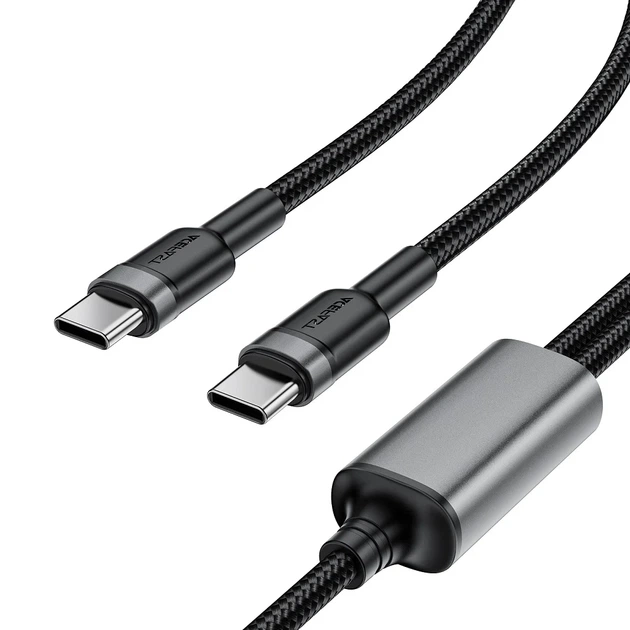 Кабель зарядки ACEFAST C22-02 USB-C на 2*USB-C 100W алюминиевый черный - Фото 4 Кабель зарядки ACEFAST C22-02 USB-C на 2*USB-C 100W алюминиевый черный - изображение 4