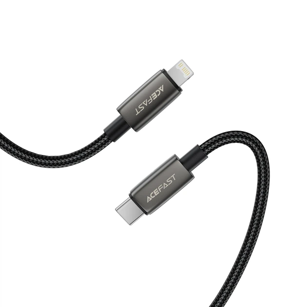 Кабель зарядки ACEFAST C23-01 USB Type-C to Lightning 30W Нейлон 1.2м Чёрный - Фото 5 Кабель зарядки ACEFAST C23-01 USB Type-C to Lightning 30W Нейлон 1.2м Чёрный - изображение 5