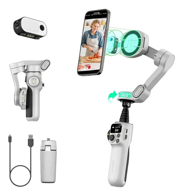 Триосевой стабилизатор AOCHUAN SMART P2 с AI-отслеживанием для смартфонов белый - Фото 4 Триосевой стабилизатор AOCHUAN SMART P2 с AI-отслеживанием для смартфонов белый - изображение 4