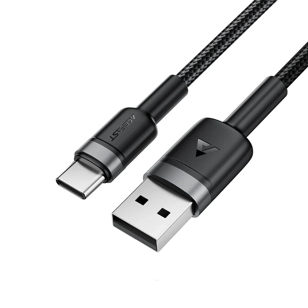Кабель зарядки USB Type-A до Type-C ACEFAST C22-04 3A TPE + алюминий 1.2 м черный - изображение 3
