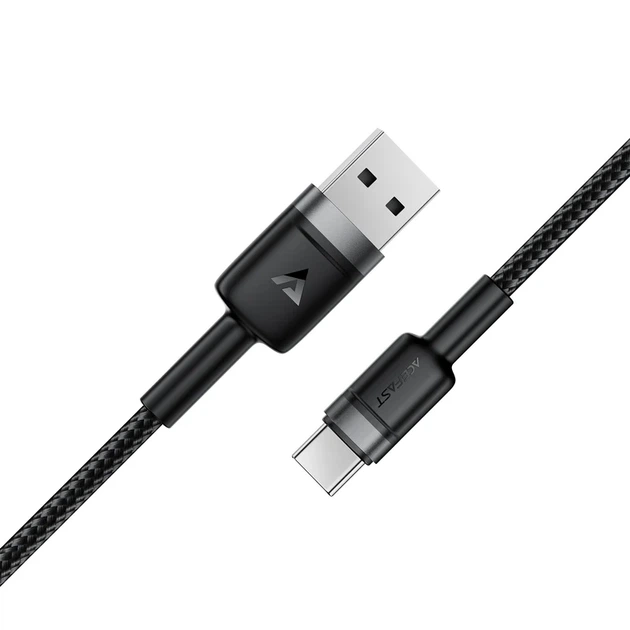 Кабель зарядки USB Type-A до Type-C ACEFAST C22-04 3A TPE + алюминий 1.2 м черный - изображение 5