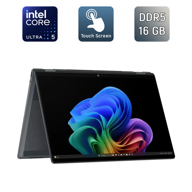 Ультрабук-трансформер HP OmniBook X Flip x360 / 16" (1920x1200) IPS Touch / Intel Core Ultra 5 226V (8 ядер по 2.1 - 4.5 GHz) / 16 GB DDR5 / 512 GB SSD / Intel Arc 130V GPU / WebCam - Б/В - Фото 1 Ультрабук-трансформер HP OmniBook X Flip x360 / 16" (1920x1200) IPS Touch / Intel Core Ultra 5 226V (8 ядер по 2.1 - 4.5 GHz) / 16 GB DDR5 / 512 GB SSD / Intel Arc 130V GPU / WebCam - Б/В - зображення 1
