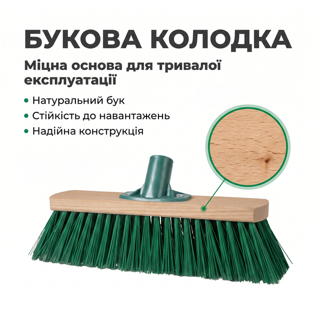 Щетка для улицы 30 см с жесткой щетиной, уличная щетка для подметки тротуаров, двора, мостовки, гаража и состава - изображение 3