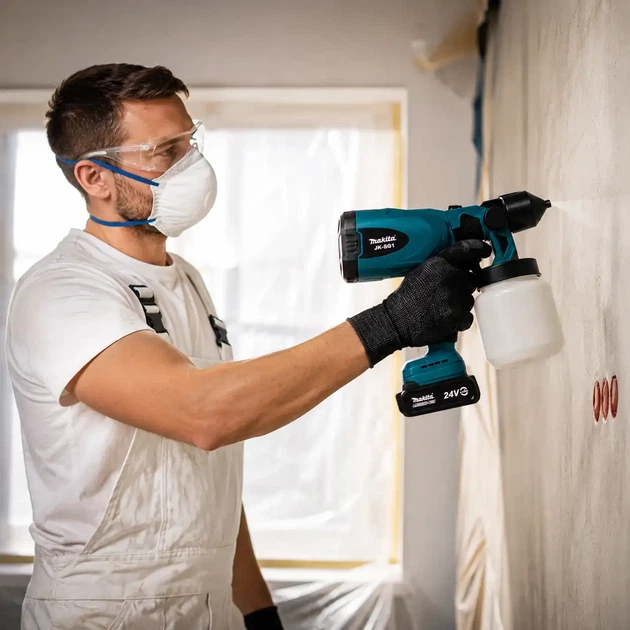 Аккумуляторный краскопульт Makita 24V 5Ah, электрический краскопульт для краски и лака - изображение 4