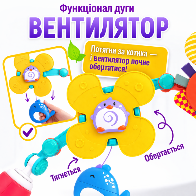 Развивающая дуга с игрушками для новорожденных Океан на коляску, кроватку - Фото 8 Развивающая дуга с игрушками для новорожденных Океан на коляску, кроватку - изображение 8