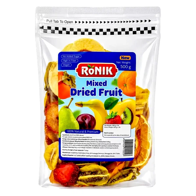 Сушёные фрукты микс «Ronik» Mixed Dried Fruit без сахара, 500 г - Фото 1 Сушёные фрукты микс «Ronik» Mixed Dried Fruit без сахара, 500 г - изображение 1