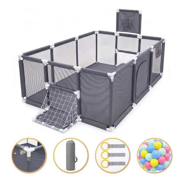 Манеж LEOBRO Multisport 120x180 см Детский игровой манеж с мелкой сеткой для малышей и защитной сеткой - Фото 1 Манеж LEOBRO Multisport 120x180 см Детский игровой манеж с мелкой сеткой для малышей и защитной сеткой - изображение 1