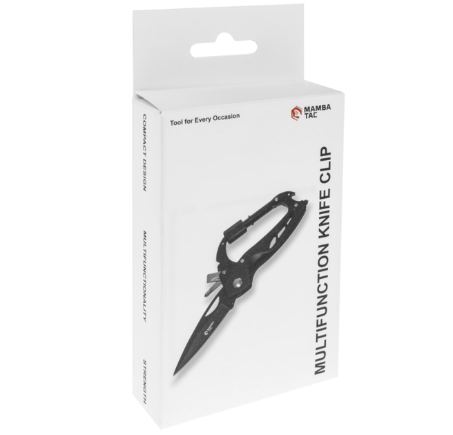 Мультитул Карабін з Ножем Mamba Tac Axe Knife Clip 6 в 1 Чорний MBT-CLP - Фото 2 Мультитул Карабін з Ножем Mamba Tac Axe Knife Clip 6 в 1 Чорний MBT-CLP - зображення 2