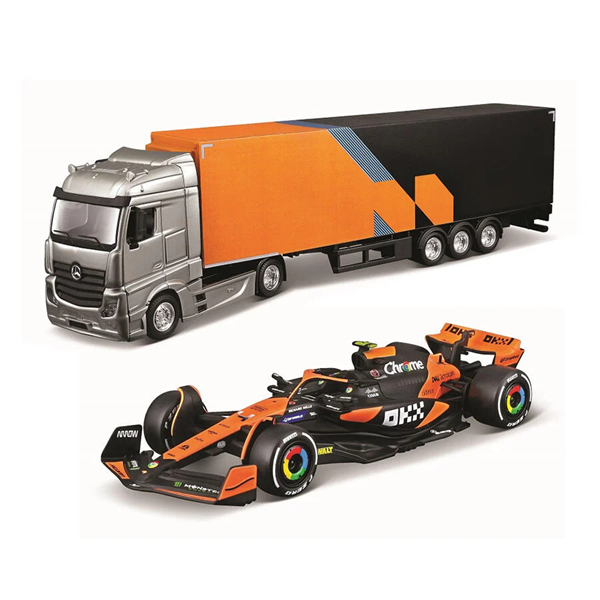 Automodel Bburago Race Mercedes Hauler + McLaren MCL38 1:43 38401 Czarno-pomarańczowy (4893993384013) - Zdjęcie 4 Automodel Bburago Race Mercedes Hauler + McLaren MCL38 1:43 38401 Czarno-pomarańczowy (4893993384013) - obraz 4
