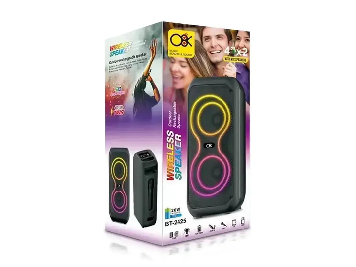 Портативна Bluetooth-колонка BT-2425 з мікрофоном, 4" - Фото 3 Портативна Bluetooth-колонка BT-2425 з мікрофоном, 4" - зображення 3