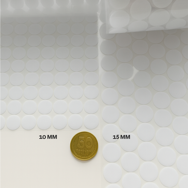 Двусторонние липучки (Velcro) на клеевой основе, круглые, Ø15 мм, 100+100 шт - Фото 5 Двусторонние липучки (Velcro) на клеевой основе, круглые, Ø15 мм, 100+100 шт - изображение 5