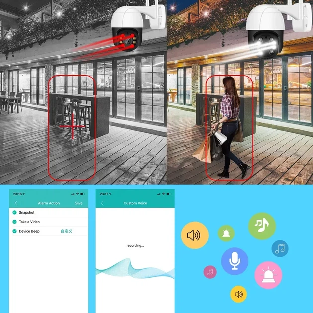 Вулична IP Wi-Fi PTZ-D4 камера спостереження Відеоспостереження Купольна Поворотна IP66 біло-чорна - зображення 8