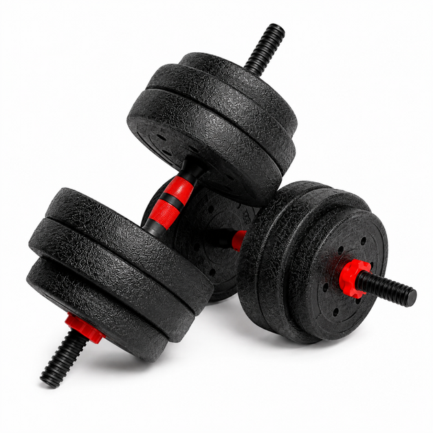 Гантелі композитні Champion X-venum 2шт 55см 14.5 кг Чорно-Червоний - зображення 3
